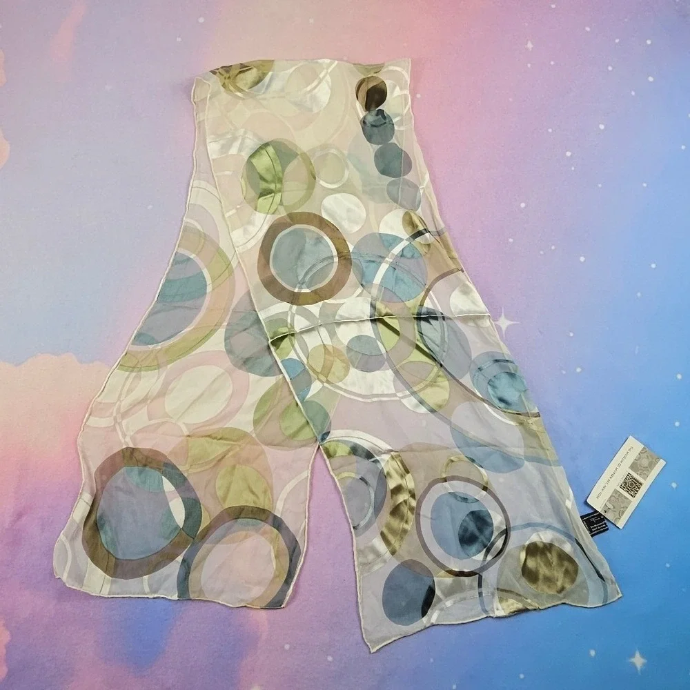Frank Lloyd Wright Imperial‎ Circles Scarf MoMA Womens Multicolor NWT Silk Blend